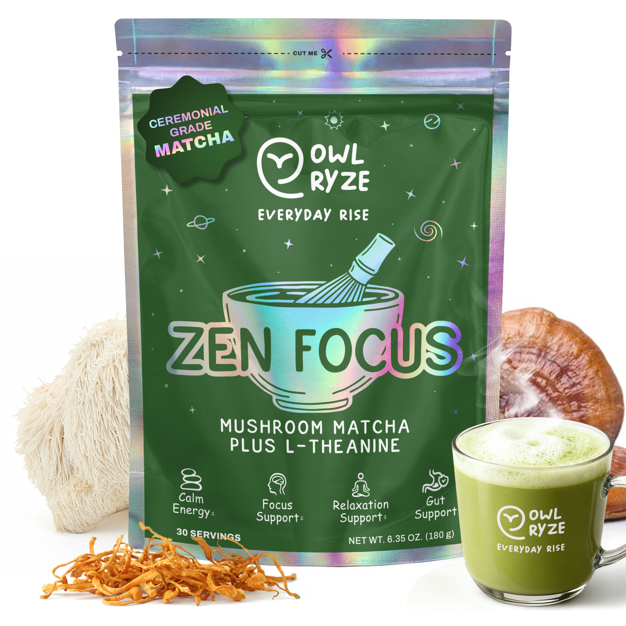 OwlRyze Mushroom Matcha Zen Focus