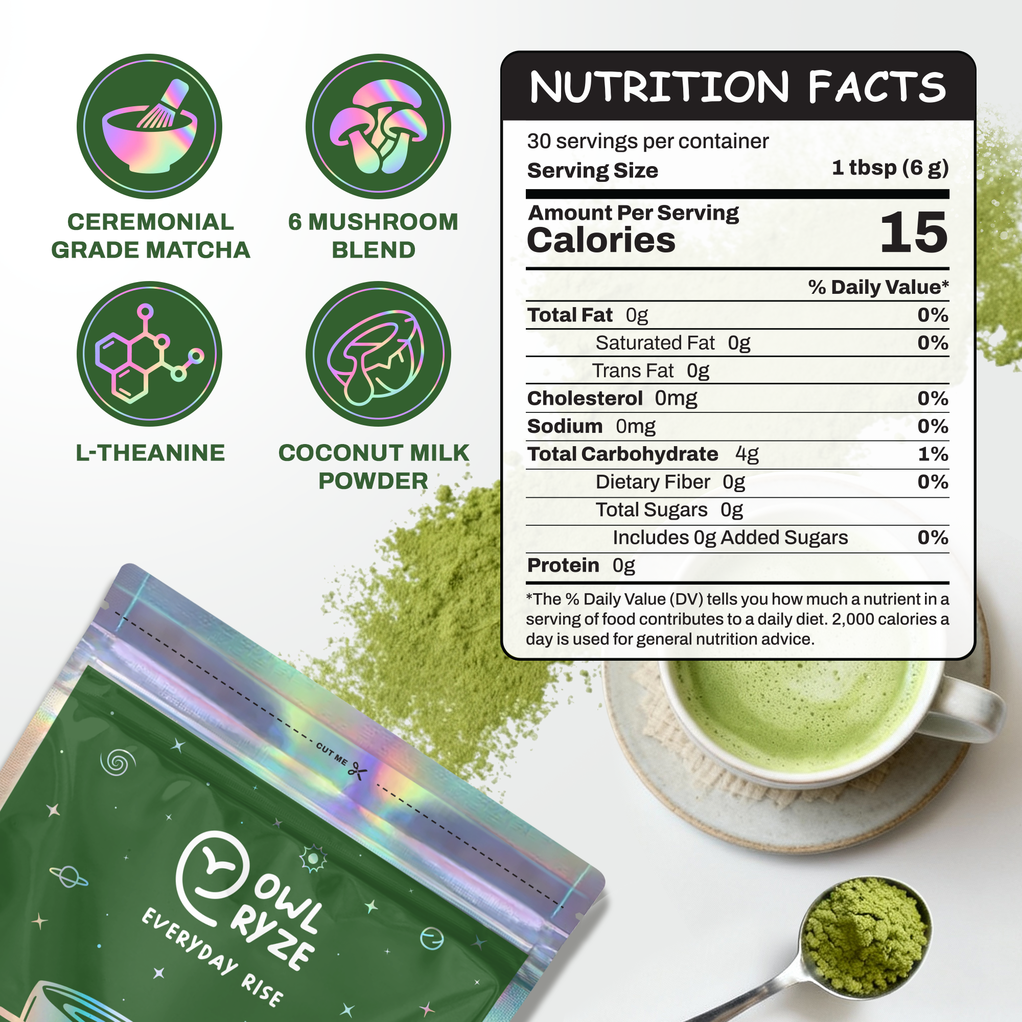 OwlRyze Mushroom Matcha Zen Focus