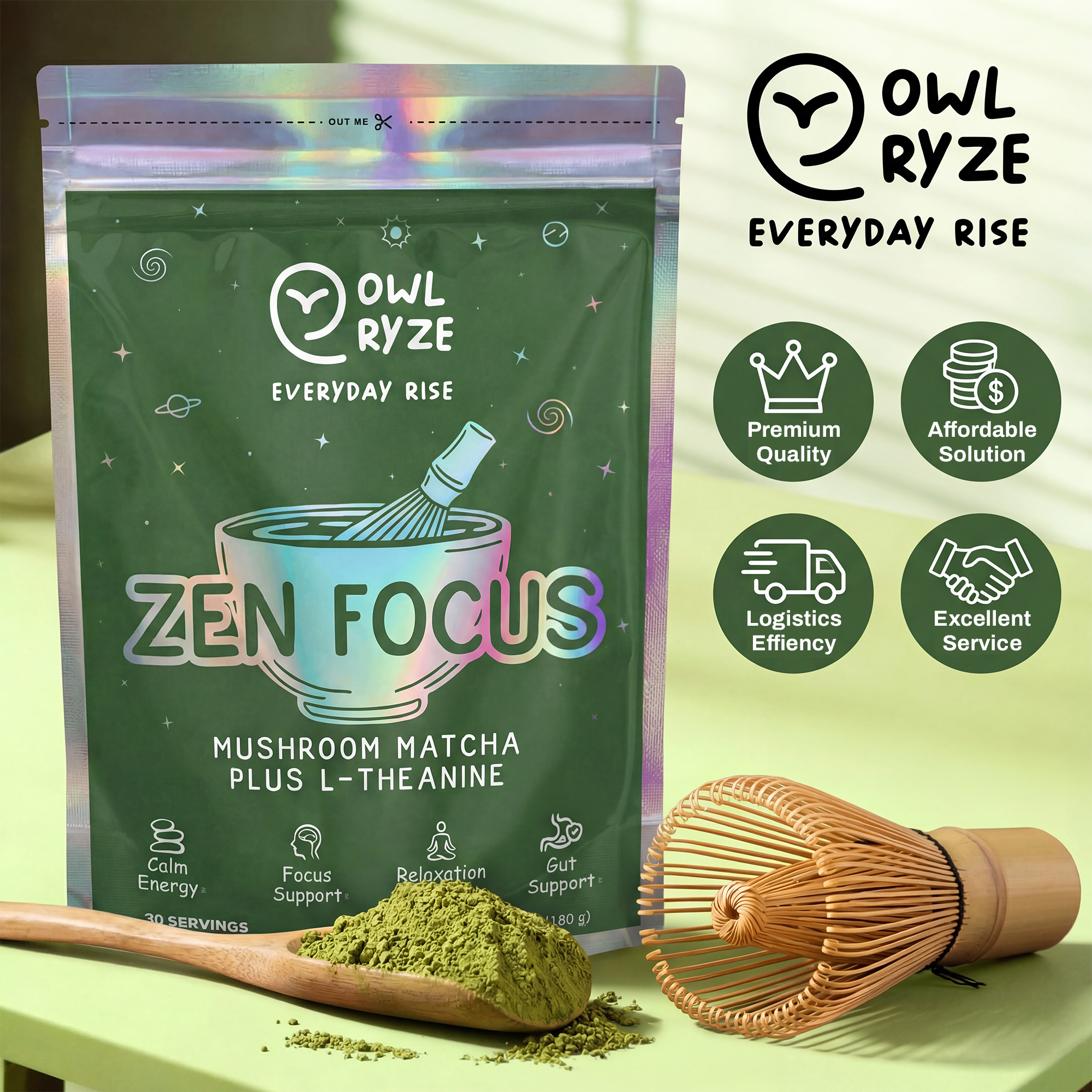 OwlRyze Mushroom Matcha Zen Focus