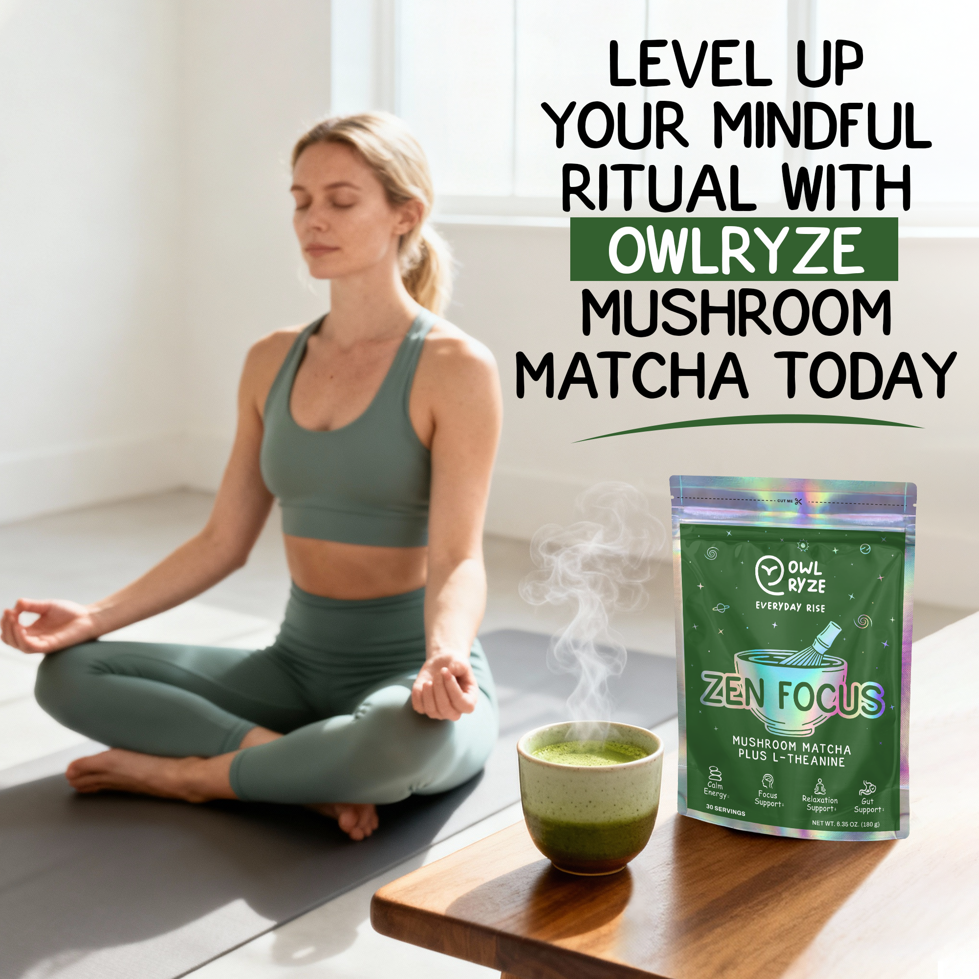 OwlRyze Mushroom Matcha Zen Focus